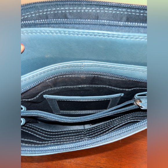 ili New York genuine leather turquoise crossbody bag - Picture 4 of 4